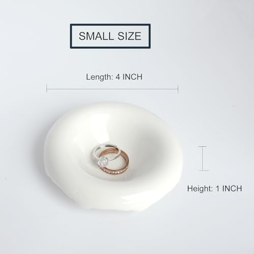 White Donut Shape Ring Dish Jewelry Tray Organizer, Ceramic Accent Tray for Vanity, Small Decorative Trinket Dish - size: Donut
