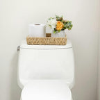 Bathroom Tray, 11 Inch Water Hyacinth Vanity Tray with Handle, Small Wicker Basket for Bathroom Toilet Tank Countertop, Wicker Bathroom Trays for Counter Decor - size: 11.1" x 7.1" x 2.2"