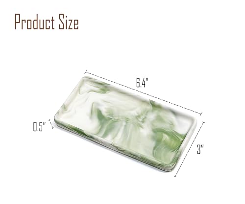 6.4" Porcelain Small Bathroom Tray, Ceramic Countertop and Vanity Tray for Cosmetics, Perfume, Jewelry, Candle - Kitchen Soap Tray for Kitchen Counter (Green) - color: Green, size: 6.4" x 3" x 0.5"