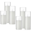 Shihanee Set of 6 Pillar Candles with Glass Cylinder Vases Clear Cylinder Hurricane Candleholders for Slim Tall Pillar Candles Wedding Table Centerpieces(3.4'' X 7", 9.8", 11.8",White) - color: White, size: 3.4'' X 7", 9.8", 11.8"