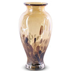 Hand Blown Glass Vase 11.8" Tall Beautiful Amber Gold Sea Wide Mouth Bud Vase for Table Centerpiece, Painted Colorful Murano Glass Flower Vases for - Home Entrance Wedding Center - color: Electrum