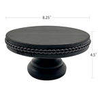 dwellington White Wash Display Wood Riser, 8.25inch Shabby Chic Pedestal Tray Decor with Beads, Farmhouse Display Stands for Coffee Bar, Bathroom, Kitchen Island (Black)