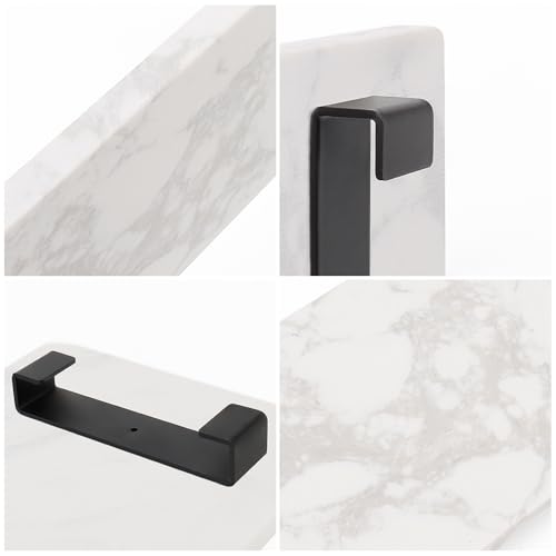 Bathroom Vanity Tray and White Marble Kitchen Soap Tray, Luxurious Small Accessory for Table/Countertop (Black-Rectangle, 10" x 6" x 1") - size: 10" x 6" x 1"