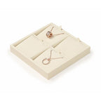 Oirlv Microfiber 4 Slots Jewelry Pendant Display Tray Jewelry Necklace Organizer Display Tray(Beige) - color: 4 Necklaces P13411