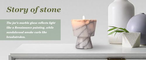 Scented Candle in Handmade Marble Container |1 Set | Soy Wax | Non-Toxic | Reusable Stone Jar | Story of Stone | Distinctive Gift. Natural Spring Aromatherapy for Women & Men - color: Fressia&Marble container