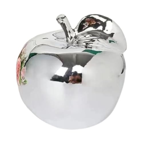 Fenteer Fruit Sculpture Desktop Statue Delicate Ideal Gifts Artistic Ornament Ceramic Figurine for Rooms Porches Desktops Homes Cafes, Silver, M - color: Silver, size: Medium