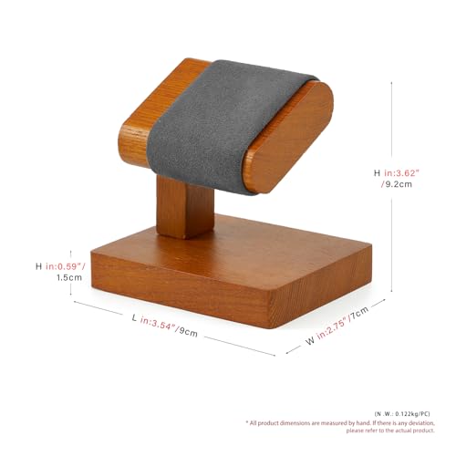 Solid Wood Watch Display Stand T-bar Microfiber Watch Stand Holder Organizer For Men And Women Wristwatch, Bracelet, Storage Display Rack (Gray) - color: Grey, size: Single Slot