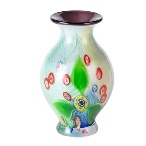 KAMMAK Colored Glass Vase, Beautiful Hand Blown Decorative Vase, Modern Art Vase for Flower Mantle Dining Table Centerpiece, Entryway Living Room Wedding Decoration (JG2074) - style: JG02074