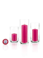 yummi Set of 12 Slim Pillars and Cylinder Vases - Hot Pink - color: Hot Pink