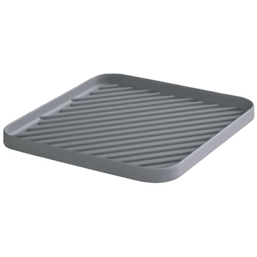 Silicone Organizer Tray for Kitchen Sink and Bathroom, Dishwasher Tray, Versatile Bathroom and Drawer Organizer Trays, Non-Slip Countertop （Gray） - color: Gray