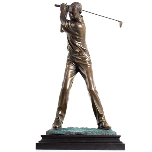 21.2'' Modern Golfer Bronze Sculpture, Bronze Golf Man Figurine Statue Ornament with Marble Base Crafts for Home Office Decor Collection Gift - size: 21.2"Man