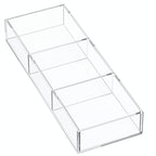 HIIMIEI 3 Section Clear Acrylic Drawer Organizer Tray, Office & Makeup Drawer Organizer (11.8x4.3 inch) - size: 4'' x 12''