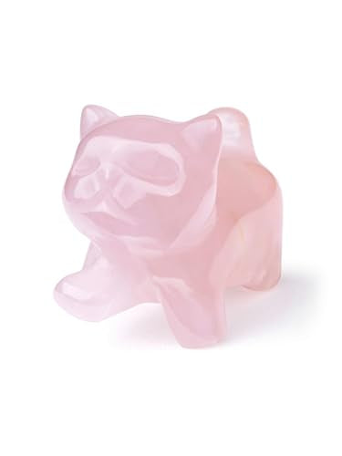 Top Plaza 1 PC Rose Quartz Crystal Cute Cat Figurine Gifts Carved Healing Lucky Home Decor Natural Gemstone Cats Collectibles Pocket Sculpture for Cat Lovers - color: Rose Quartz