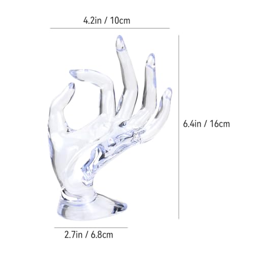 yuntop 1 Pack Hand Form Ring Holder Mannequin Hand Jewelry Organizer Stand Watch Stand Bracelet Ring Support Aesthetic Rack (Clear) - color: Clear