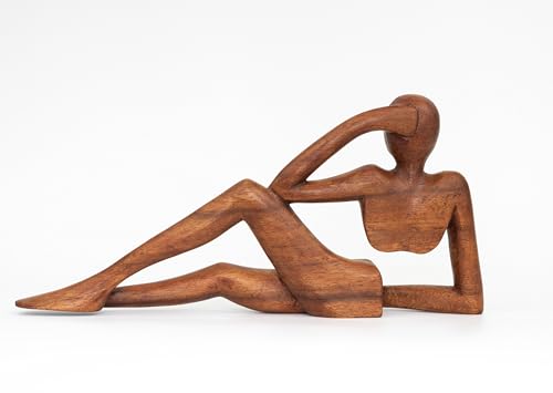 G6 Collection 12" Abstract Sculpture Wooden Handmade Handcrafted Art - Relaxing Man - Statue Home Decor Decorative Figurine Accent Decoration Hand Carved Relaxing, Model B - style: Model B