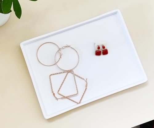 Small White Serving Tray (8.5 x 6.3 inch) for Serving Accessory, Spa, Coffee, Drinks, Wine, Tea, Bar, Party, Seasoning, Perfume or Display Use. - color: White-1 Tray, size: 8.5" x 6.3" x 0.8"