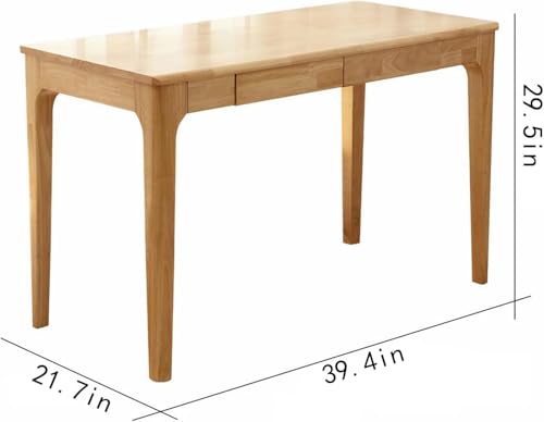 Solid Wood Desk with Drawers, Small Computer Desk for Small Spaces, Gaming Study Home Office Desks for Work, Student PC Desk for Bedroom, Escritorios para Cuartos (Wood Color, 39inch) - color: Wood Color, size: 39inch
