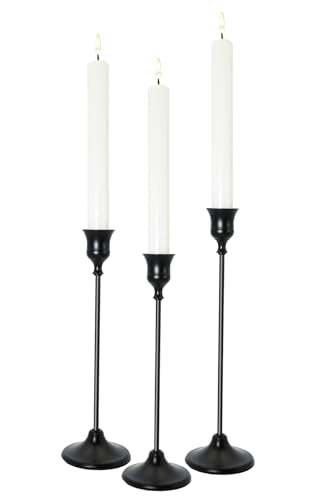 Candlestick Holders 3PCS, Black Metal Taper Candle Holder, Vintage Candle Holders for Pillar Candles, Table Mantel Wedding Festive Decor Party Party Decor Christmas Decorations - color: Black, size: 3PCS