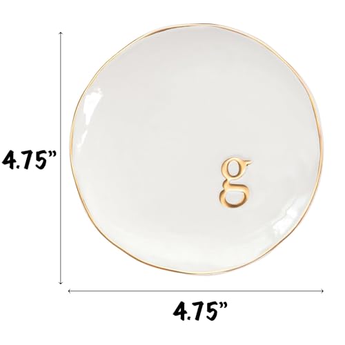 COLLECTIVE HOME - Ceramic Jewelry Tray, Decorative Trinket Dish for Rings Earrings Necklaces Bracelet Watch Keys, Birthday Mother's Day Christmas Gift for Women, 4.75", Glossy (g) - color: G