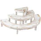 MyGift 3 Tier Wooden Display Riser Stand, Cupcake Stand & Perfume Organizer, Rustic Whitewashed Tiered Display Shelf for Desserts, Nail Polish, Makeup, Plants & Collectibles - color: Whitewashed