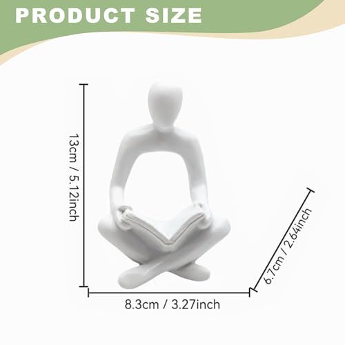 Abstract Sculpture Thinker Statue - Modern Aesthetic Home Decor for Living Room, Office Desk, Bookshelf Decor - Minimalist Art Figurine for Shelf Decorations - Gift Idea for Birthday (White Book) - color: White Book
