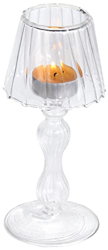 Gurfuy Desk Lamp Shaped Glass Candle Holder - Glass Hurricane Candleholder Crystal Decorative Candle Stand for Table Wedding Dinning Centerpieces Party Supplies Festival Decor Clear - color: Clear