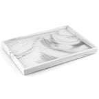 12" Large Ceramic Vanity Tray, Rectangle Perfume Plate Organizer, Jewelry Holder Dish, Non Slip Decorative Tray for Bathroom, Bedroom, Kitchen, Coffee Table (Marble Grey)