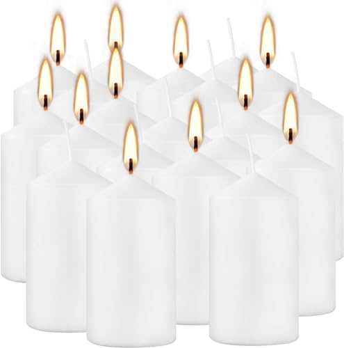 YOROXRG 2"x4" High White Pillar Candles, Set of 20 Unscented. Bulk Buy. Ideal for Halloween, Wedding, Emergency Lanterns, Household, Wedding and Home Décor Candlesticks - color: White-2"x4" 20