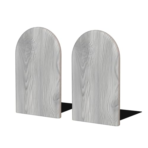 Wood Book Ends Non-Skid Bookends Gray Wood Grain Book Ends for Shelves Modern Book Holder Decorative Bookends for Office Home 1 Pair - color: Gray Wood Grain