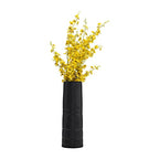 Sagebrook Home Ceramic 18" H Lined Cylinder Vase, Matte Black, Cylinder, Ceramic, Contemporary, 6" L X 6" W X 18" H, Line - color: Black, size: 18.0" H