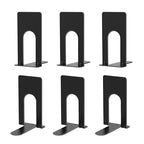 Optomni Book Ends, 3 Pairs of Small Bookends for Shelves, 3.9 x 2.8 × 5.2 in, Black Metal Book Stopper, Sturdy Book Holders for Home Office (6 Pcs, Small)