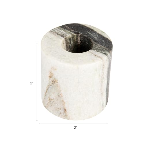 Bloomingville Marble Taper Holder, Black Mélange - size: 2" Round x 2"H