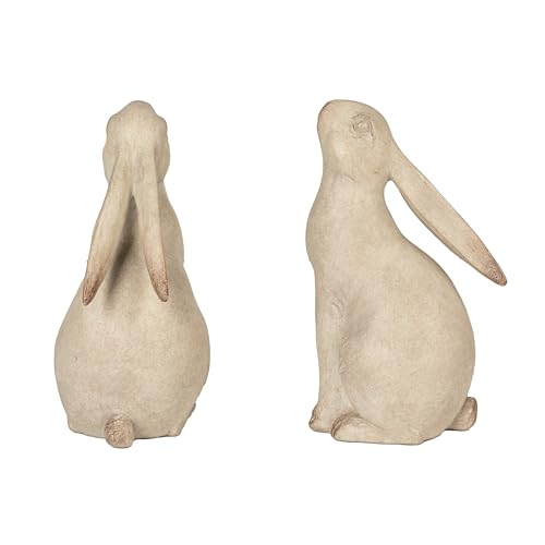 Creative Co-Op Decorative Resin Rabbit Bookends, Grey - color: Grey Wash