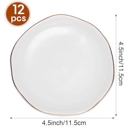 Shappy 12 Pcs Ceramic Jewelry Tray 4.5 in Ring Dish Bulk Decorative Trinket Dish for Bridal Christmas Birthdays Gifts - style: Round