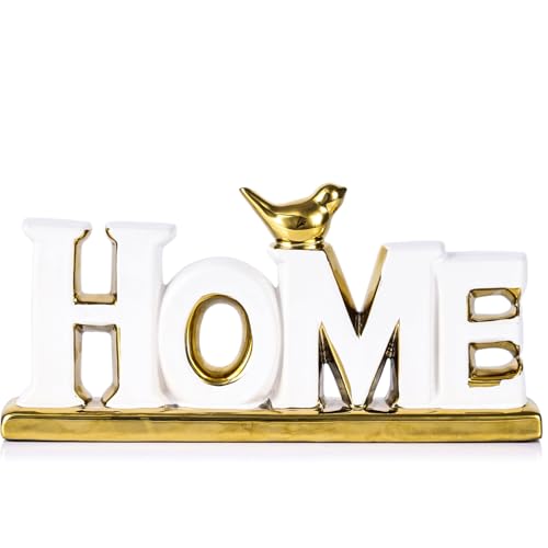 XMGZQ White and Gold Decor for Living Room Bedroom Bookshelf Coffe Table, Home Sign Aesthetic Statues Boho Wedding Accents Decorations, Knick Knacks Home Decor for Shelves,Living Room,Bedroom,Desktop - color: White+gold, style: Home
