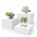 PecMuikee Buffet Risers, Food Risers for Buffet Table, Display Stand Shelf for Catering Dessert Collectibles Jewelry Figures Show, Acrylic Cube Display Nesting Risers with Hollow Bottoms 3PCS