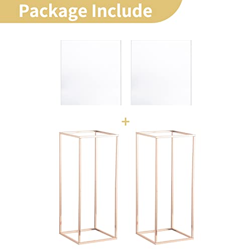 Nuptio Gold Vase for Wedding Centerpieces with Acrylic Panel - 2 Pcs 23⅝ inch Tall Vases Centerpiece for Tables Home Party Decorations - size: 23⅝ inch Tall