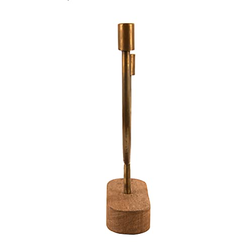 Main + Mesa Asymmetrical Wood and Metal Candle Holder - size: 13.75"H
