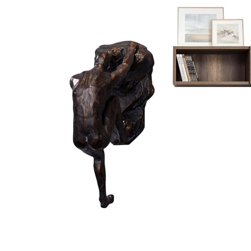Climbing Man Wall Sculpture – Resin Decor Figure, Modern Art Accent, Black Home Ornament | Unique 3D Hanging Statue Piece, Artistic Abstract Wall Decoration Setup Living Room Bedroom Workplace Design - size: Trumpet Hands Climbing, style: Black