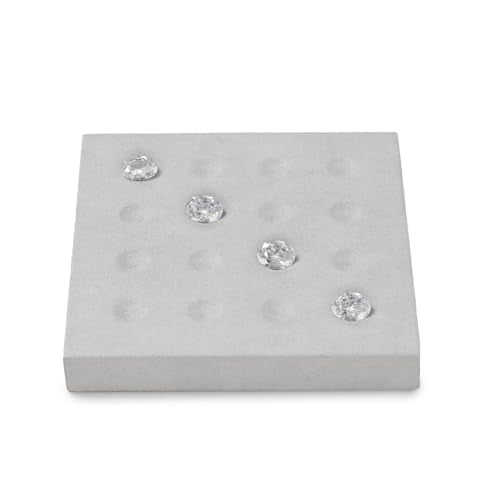 Microfiber Diamonds Gemstones Jewelry Display Organize Tray Crystal Beads Holder for Stones Display Organizer Showcase(Gray) - size: 5.49" x 5.49" x 0.78"