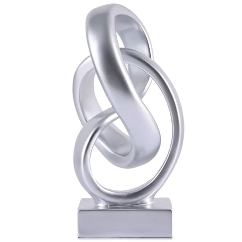 Silver Knot Decor for Coffee Table Book,Abstract Art Mid Century Modern Decor for Bookshelf Entryway TV Stand,Minimalist Knot Sculpture for Home Living Room,Centerpiece Table Decorations (Silver) - color: Silver
