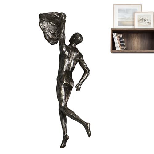 Climbing Man Wall Sculpture – Resin Decor Figure, Modern Art Accent, Black Home Ornament | Unique 3D Hanging Statue Piece, Artistic Abstract Wall Decoration Setup Living Room Bedroom Workplace Design - size: handed rock climbing, style: Silver