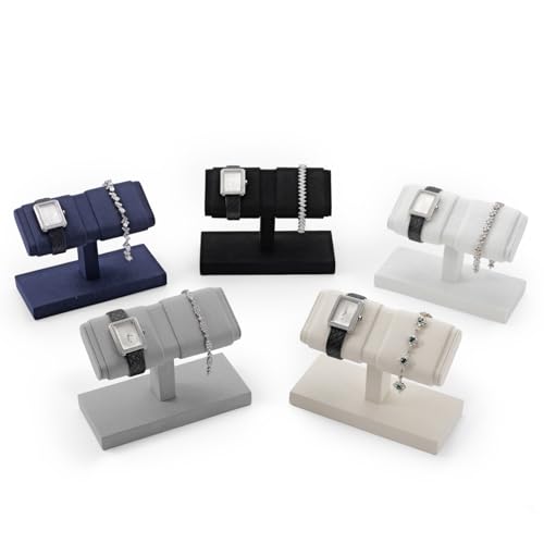 Double Watch Display Stand - Luxury Watch Holder with Soft Microfiber Lining for Jewelry Store, Home Decor & Travel | Compact 6x3x4.3in(Blue) - color: Blue