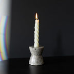 Foreside Home and Garden 3.5" Soren Light Brown Marble Premium Small Taper Candle Holder Home All Seasons Natural Modern Contemporary Living Room End Table Kitchen Dining Dinner Table Tabletop