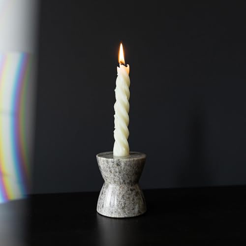 Foreside Home and Garden 3.5" Soren Light Brown Marble Premium Small Taper Candle Holder Home All Seasons Natural Modern Contemporary Living Room End Table Kitchen Dining Dinner Table Tabletop
