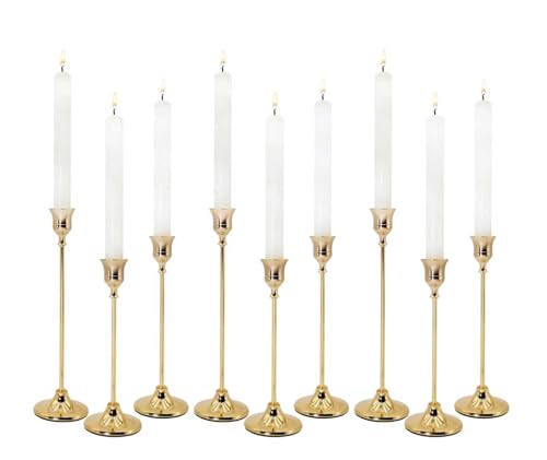 Candlestick Holders 9PCS, Metal Taper Candle Holder, Gold Vintage Candle Holders for Pillar Candles, Table Mantel Wedding Festive Decor Party Party Decor Christmas Decorations - color: Gold, size: 9PCS