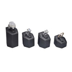 MOOCA 4 Pcs Set Faux Leather Ring Stand Holder Jewelry Display Set, Ring Holders for Jewelry Storage Organizer Stand Pedestals Display, Steel Gray, 1 3/4W x 1 5/8D and ½” H,¼” H,2 ½” H - color: Steel Gray Faux Leather