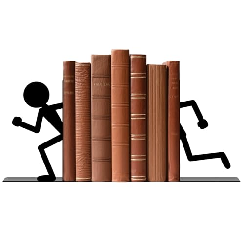Metal Bookends Running People Bookends Decorative Cute Book Ends for Shelves Bookshelf Reading Decor Bookshelf Decor Space-Saving Desk Organizer for Book Lovers Gift - style: Running People Decorative Bookends