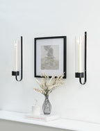 Sziqiqi Black Wall Candle Holders: Metal Candle Sconces for Taper Set of 2 Modern Wall Mounted Candlestick Holder with Hurricane Glass for Living Dining Room Bedroom Bathroom Outdoor