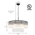 Black Modern Chandelier, 2-Tier Crystal Glass, 8-Light Round Dining Room Chandelier, Contemporary Pendant Ceiling Light for Bedroom Foyer Entryway, 23.6'' - size: Small Black (23.6" x 70")